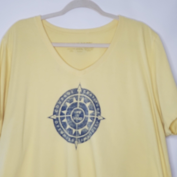 Life Is Good Graphic Tee Shirt Women's Size XXXL Cotton Short Sleeve Yellow Top - Picture 2 of 11